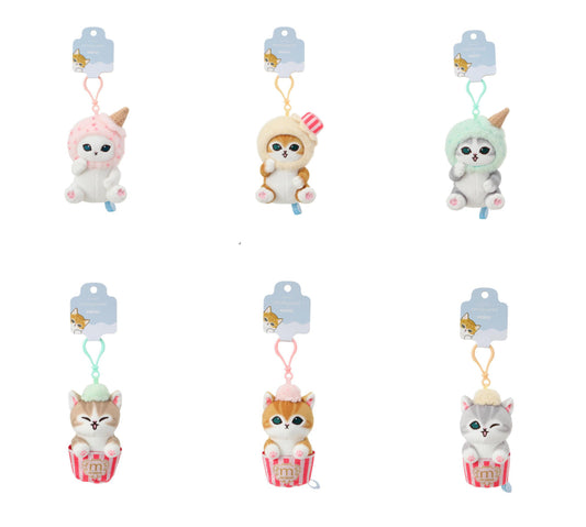 Miniso X Mofusand Ice Cream Series | Mofusand Cat in Ice Cream Cup and Cone Costume Cute Plush Doll Keychain - Kawaii items Room Decoration Doll