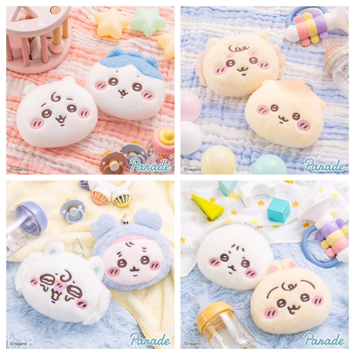 Japan ChiiKawa Baby Series | ChiiKawa Hachiware Usagi Momonga Kurimanju Rakko Shisa Crab Cute Baby Icon Plush Doll Card Holder Keychain - Kawaii items Room Decoration Doll