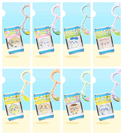ChiiKawa X Miniso Fruit Market Series Fruit Market Soft Drink Can Keychain Blind Box | ChiiKawa Hachiware Usagi Momonga Kurimanju Rakko Shisa Crab Soft Drink Can Keychain Blind Box - Kawaii Items Room Decoration Mystery Box