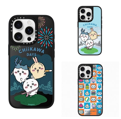 Japanese Cartoon ChiiKawa Mirror Phone Case | ChiiKawa Hachiware Usagi Chiikawa Days & Night Grid - iPhone Case 11 12 13 14 15 16 Pro Promax