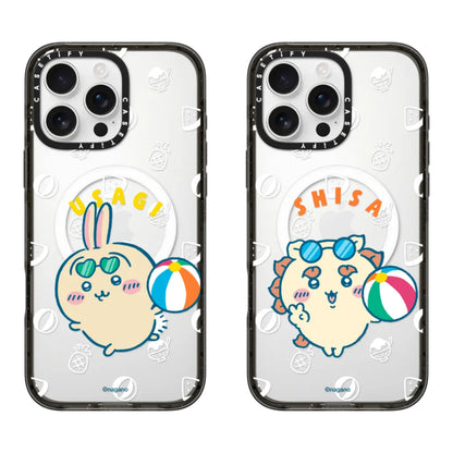 Japanese Cartoon ChiiKawa Transparent Phone Case | Usagi Shisa Summer Pool Party - iPhone Case 12 13 14 15 16 17 Pro Promax