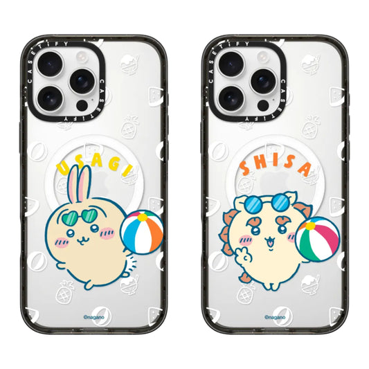 Japanese Cartoon ChiiKawa Transparent Phone Case | Usagi Shisa Summer Pool Party - iPhone Case 12 13 14 15 16 17 Pro Promax