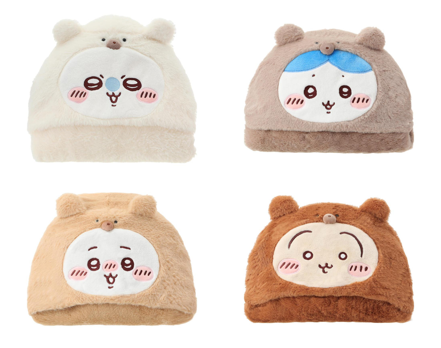 [Pre-order] ChiiKawa X Miniso Fluffy Bear Series | ChiiKawa Hachiware Usagi Momonga Fluffy Bear Cute Plush Doll Hooded Blanket  - Kawaii Items Room Decoration
