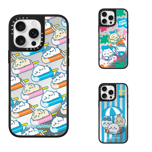 Japanese Cartoon ChiiKawa Mirror Phone Case | ChiiKawa Hachiware Usagi Summer Pool Party Playing Time - iPhone Case 12 13 14 15 16 17 Pro Promax