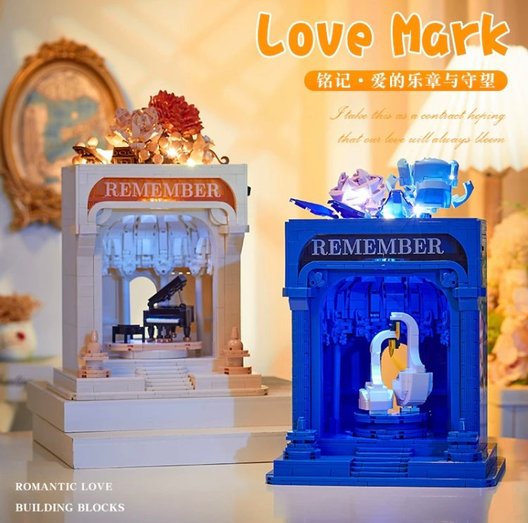 Mini Block Building Romantic Love Mark | Swan Paino - with LED Lights DIY Valentine Wedding Handmade Gift