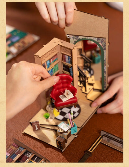 Craft Kits Wooden Booknook & Wonderland | Bookstore - DIY Handmade Mini World Miniature Gift with LED Light