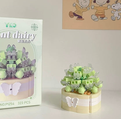 Mini Block Building Plant Dairy | Succulent Plants Cactus - Tiny Particle Assembly DIY Handmade Gift
