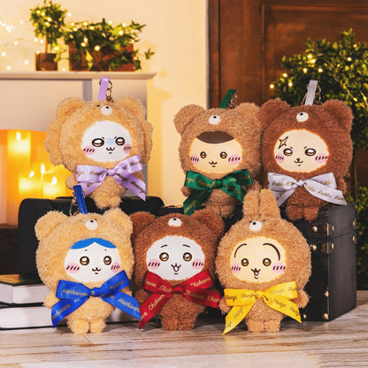 [Pre-order] Japan ChiiKawa Kiramekko Teddy Bear Series | ChiiKawa Hachiware Usagi Momonga Kurimanju Rakko Cute Plush Doll with Plastic Face Keychain - Kawaii items Room Decoration Doll