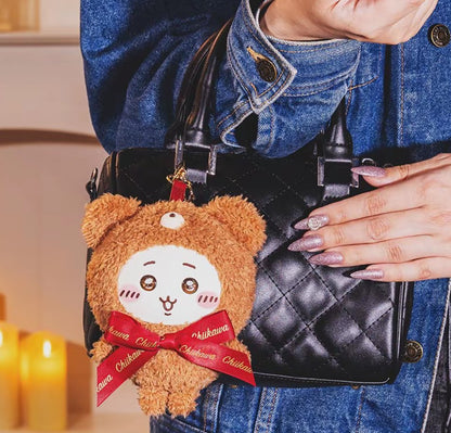 Japan ChiiKawa Kiramekko Teddy Bear Series | ChiiKawa Hachiware Usagi Momonga Kurimanju Rakko Cute Plush Doll with Plastic Face Keychain - Kawaii items Room Decoration Doll
