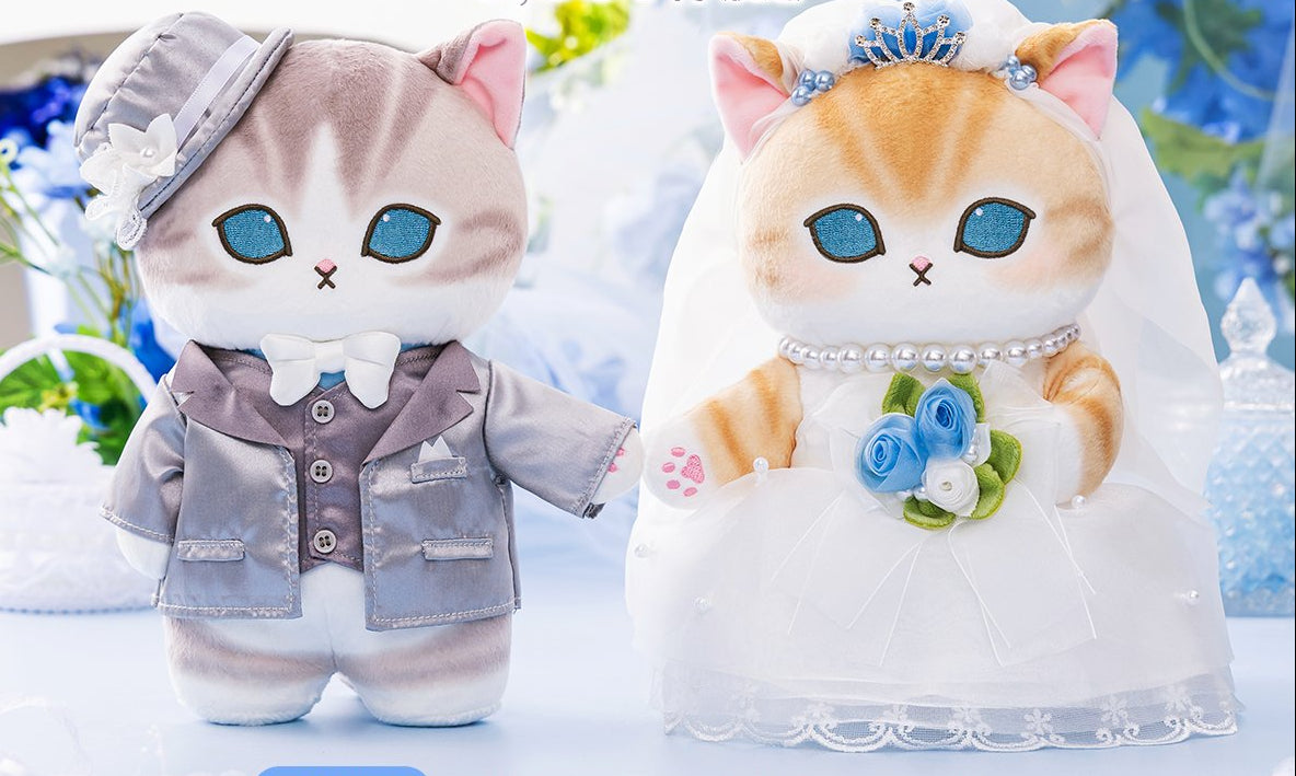 [Pre Order] Japan Mofusand Wedding Series | Mofusand Bride Meow & Groom Meow in Blue Costume Wedding Pair Cute Plush Doll - Kawaii items Room Decoration Doll