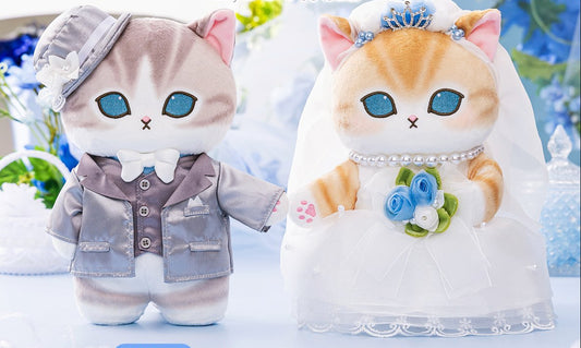 [Pre Order] Japan Mofusand Wedding Series | Mofusand Bride Meow & Groom Meow in Blue Costume Wedding Pair Cute Plush Doll - Kawaii items Room Decoration Doll