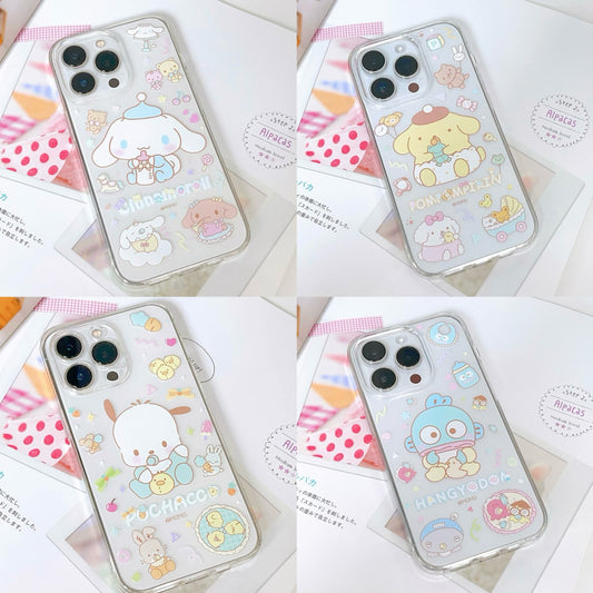 Japanese Cartoon Sweet Cute Baby Style | Cinnamoroll Pompompurin Pochacco Hangyodon iPhone Case PLUS SE2 XS XR X 11 12 13 14 15 Pro Promax mini SE3