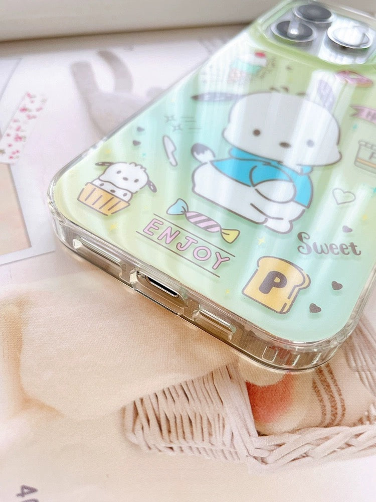 Japanese Cartoon Pochacco Ice Cream Green iPhone Case 14 15 Pro Promax