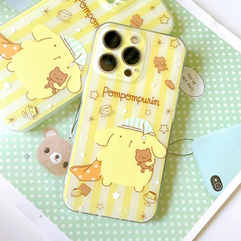 Japanese Cartoon Pompompurin Pajamas Yellow iPhone Case 12 13 14 15 Pro Promax