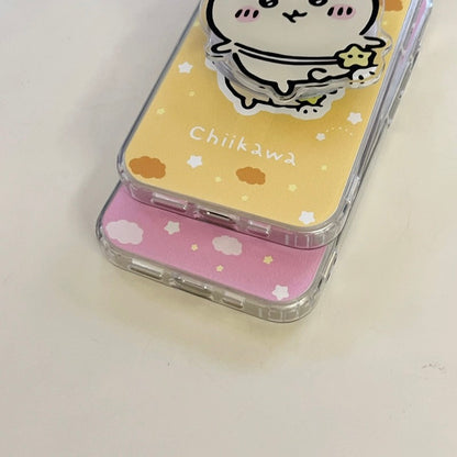 Japanese Cartoon ChiiKawa Hachiware Usagi with Stand iPhone Case 11 12 13 14 15 Pro Promax