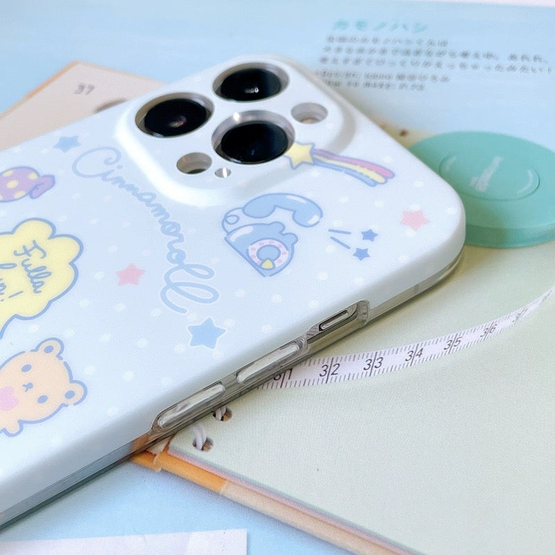 Japanese Cartoon Cinnamoroll Telephone Pastel Matt iPhone Case 13 14 Pro Promax
