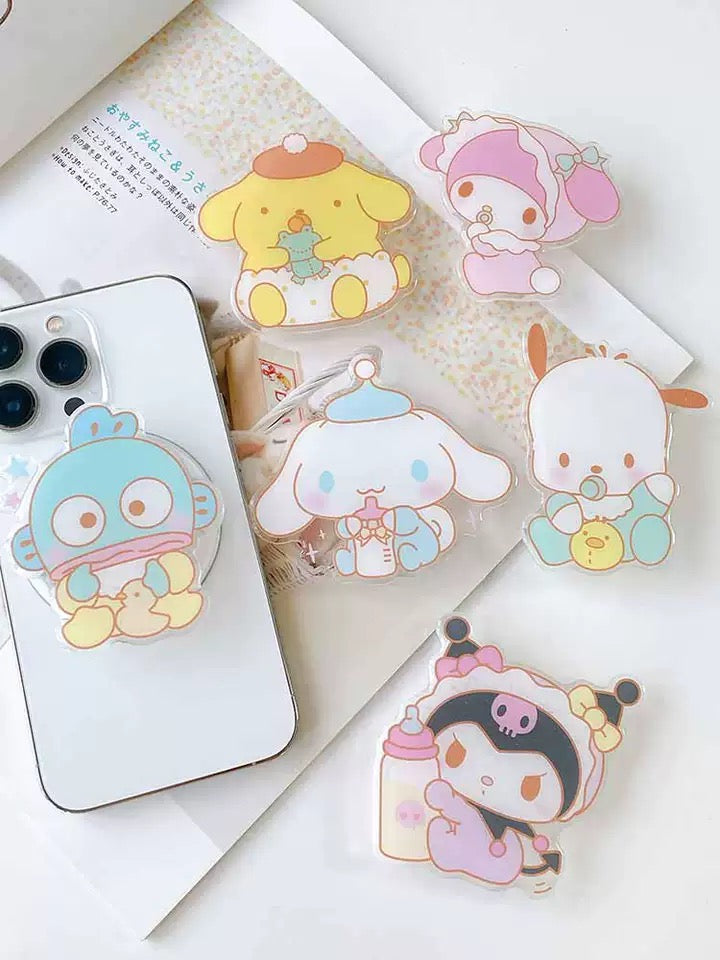 Japanese Cartoon Sweet Cute Baby Style | My Melody Kuromi Cinnamoroll Pompompurin Pochacco Hangyodon Phone Stand