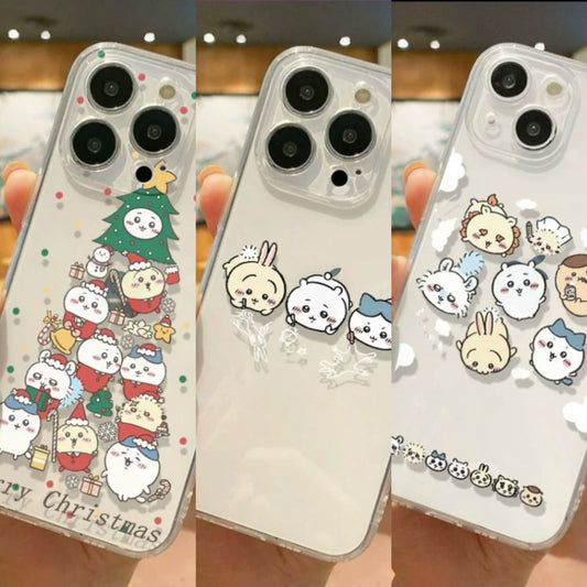 Japanese Cartoon Chiikawa | Xmas Drawing Falling - Soft iPhone Case PLUS SE2 XS XR X 11 12 13 14 15 Pro Promax 12mini 13mini