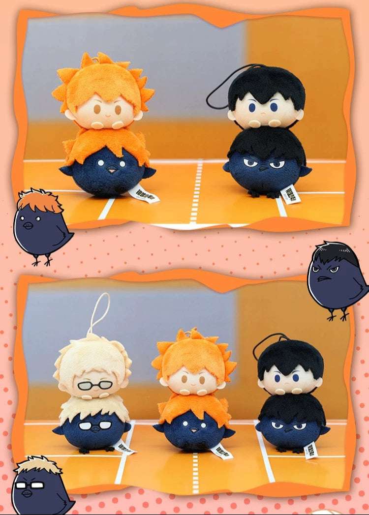 Nullset X Haikyu!! Stack on Animal Series | Volleyball Player Hinata Kageyama Tsukishima Kozume - Plush Cute Mini Keychain Collectable Toys