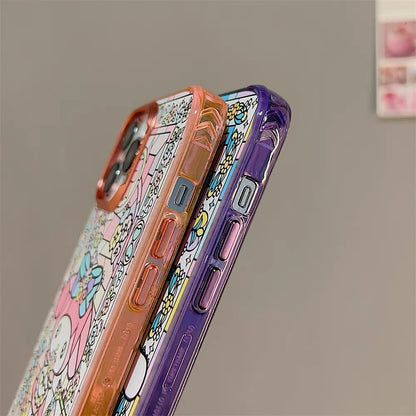 Japanese Cartoon Glass Window Style | MM Pink CN Purple - iPhone Case iPhone 11 12 13 14 Pro Promax