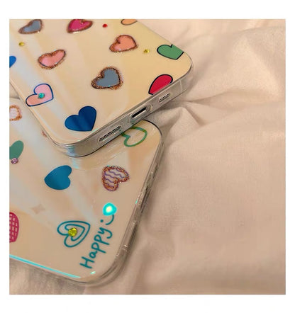 Lovely Colourful Heart Blu Ray iPhone case Kawaii Lovely Cute Lolita iPhone PLUS 11 12 13 14 15 Pro Promax