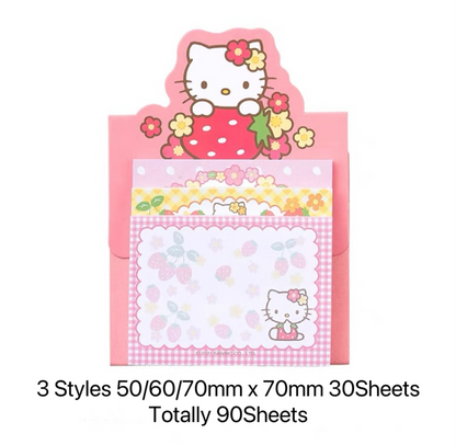 Sanrio Japan 3 Styles Mini Memo Pad | Hello Kitty My Melody Kuromi Cinnamoroll Pompompurin Pochacco - 90Sheets