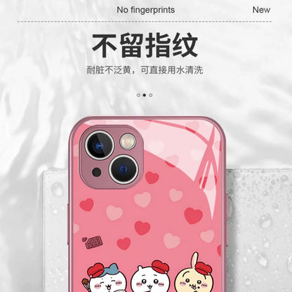 Japanese Cartoon ChiiKawa Glass Mirror with Metal Paint | Pink Style - iPhone Case XS 11 12 13 14 15 Pro Promax mini