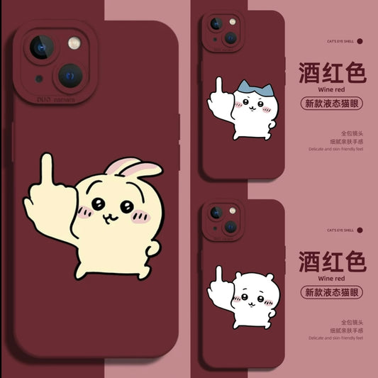 Japanese Cartoon ChiiKawa Funny Pose | Red ChiiKawa Hachiware Usagi - iPhone Case XS 11 12 13 14 15 Pro Promax mini2mini 13mini