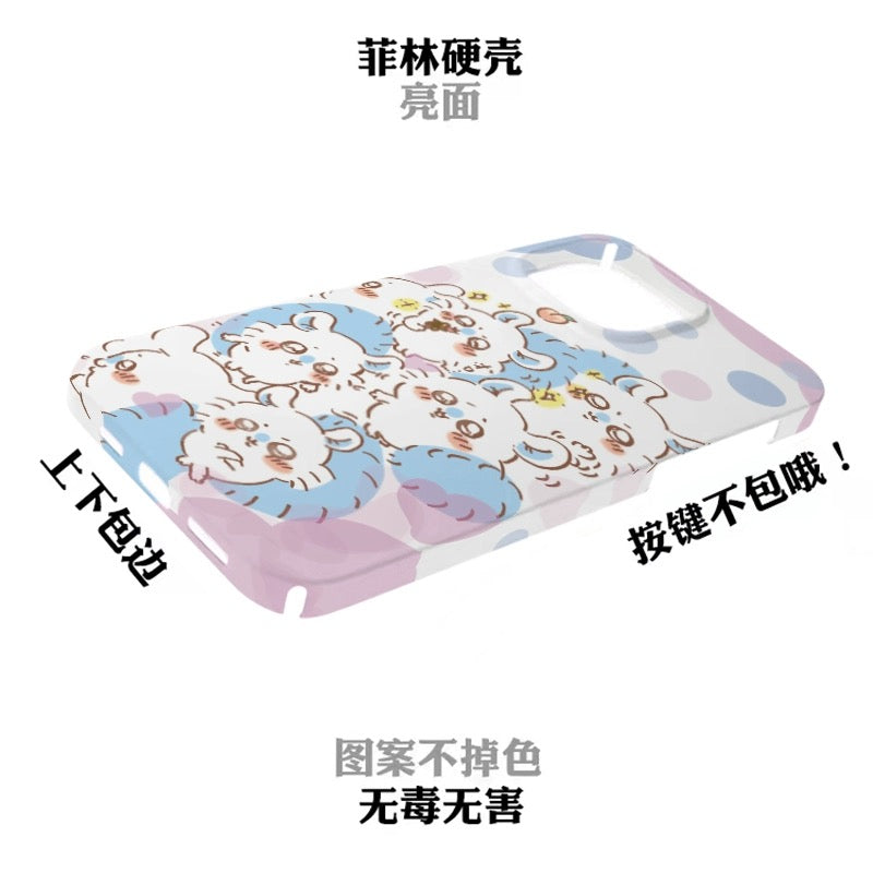 Japanese Cartoon ChiiKawa | Blue Pink & Light Blue Momonga - iPhone Case XS 11 12 13 14 15 Pro Promax mini