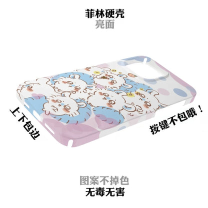 Japanese Cartoon ChiiKawa | Blue Pink & Light Blue Momonga - iPhone Case XS 11 12 13 14 15 Pro Promax mini