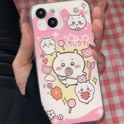 Japanese Cartoon ChiiKawa | Kawaii Sweets Momonga Pink - iPhone Case XS 11 12 13 14 15 Pro Promax mini