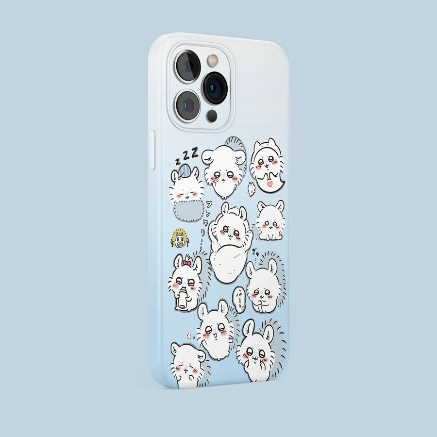 Japanese Cartoon ChiiKawa | Blue Pink & Light Blue Momonga - iPhone Case XS 11 12 13 14 15 Pro Promax mini