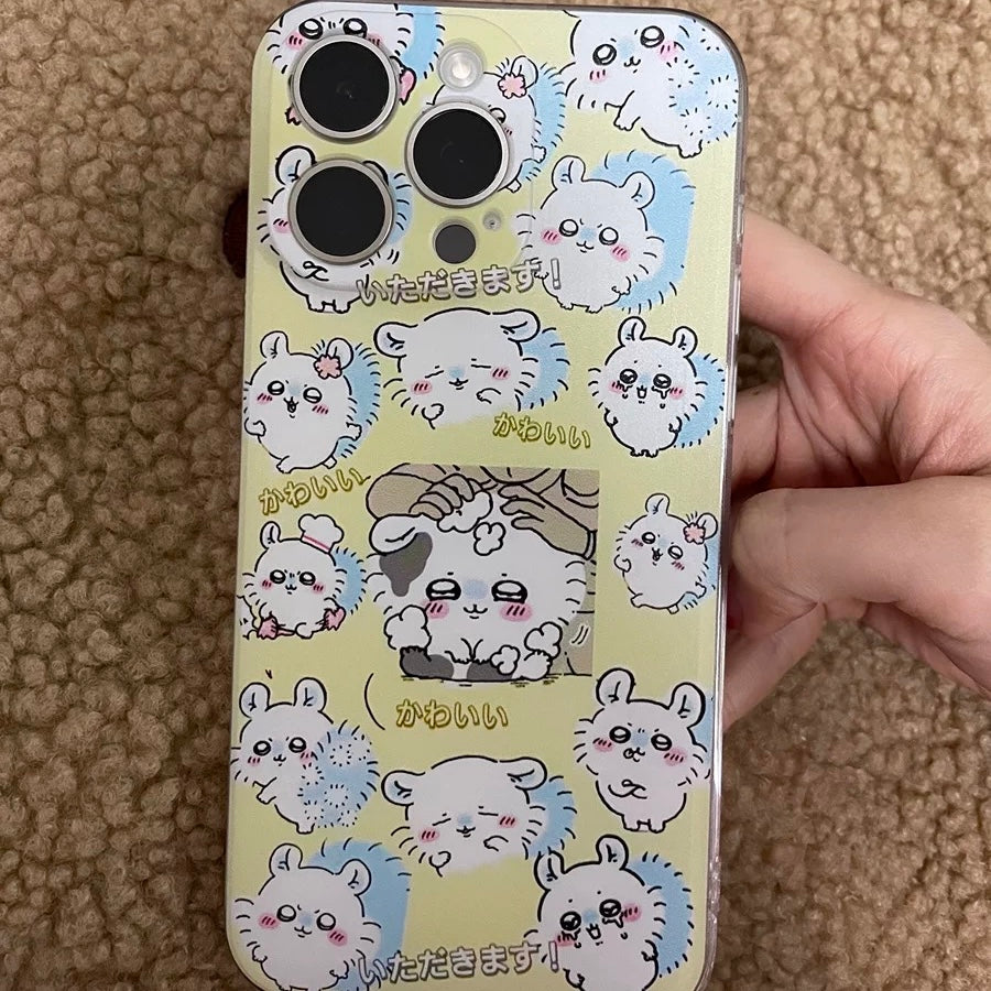 Japanese Cartoon ChiiKawa | Full Screen Momonga Yellow - iPhone Case XS 11 12 13 14 15 Pro Promax mini