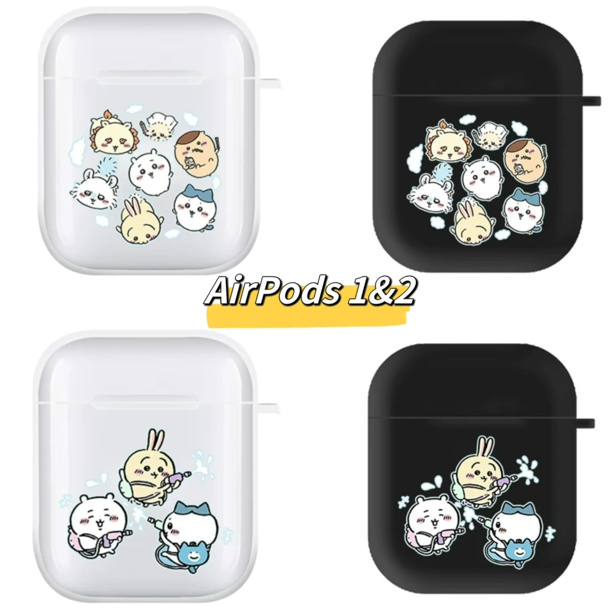Japanese Cartoon ChiiKawa | Falling & Play Water AirPods AirPodsPro AirPods3 Case - Clear Black
