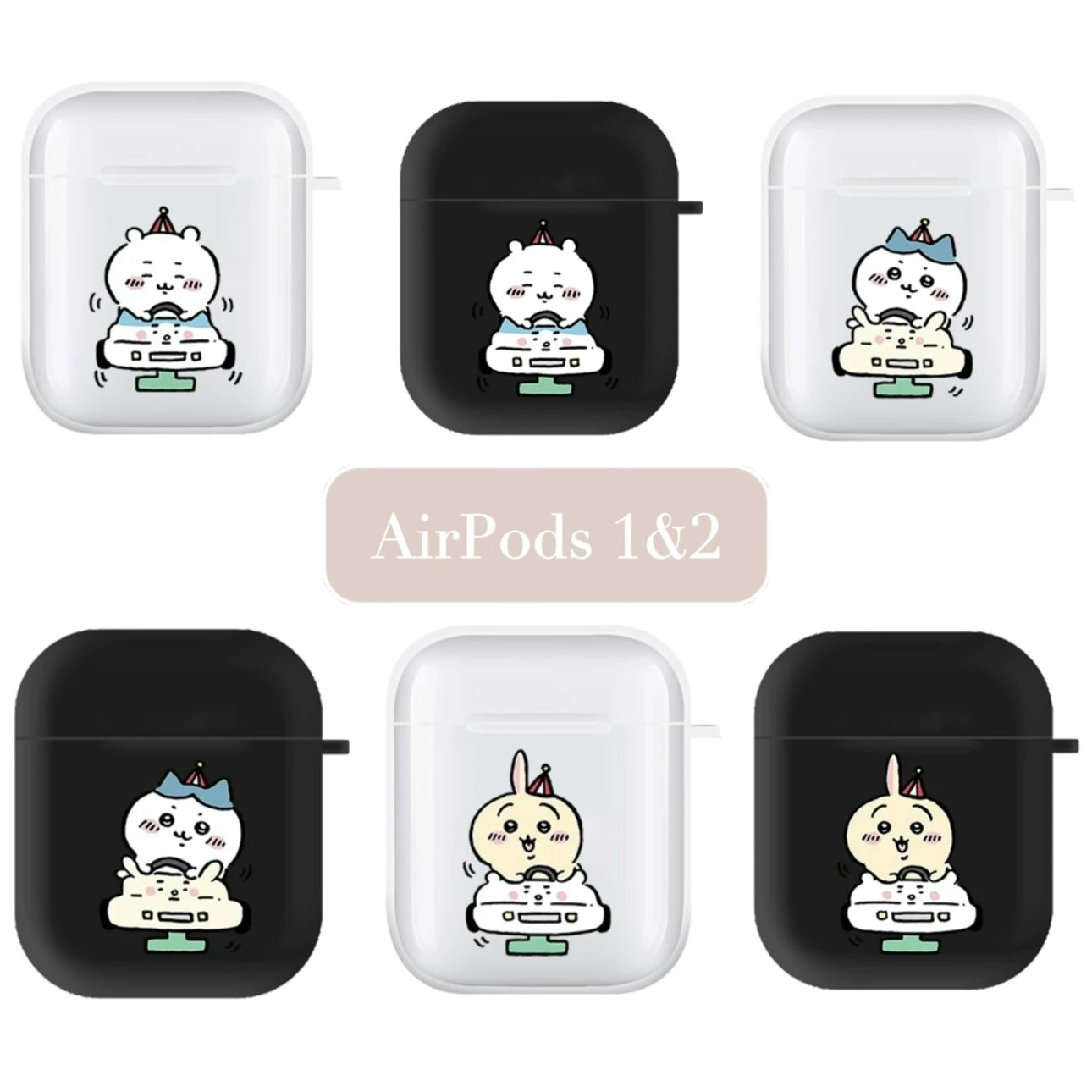 Japanese Cartoon ChiiKawa | Driving Car ChiiKawa Hachiware Usagi AirPods AirPodsPro AirPods3 Case - Clear Black