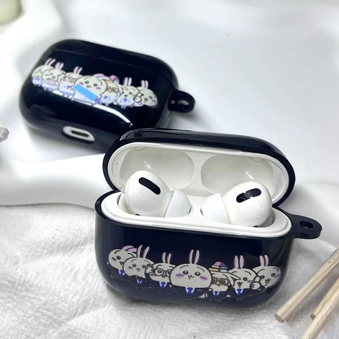 Japanese Cartoon ChiiKawa | Usagi Doctor & Black Suit AirPods AirPodsPro AirPods3 Case - Clear Black
