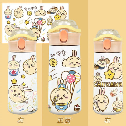 Japanese Cartoon ChiiKawa Tumbler | Usagi Shoulder Water Bottle with Straw and Strap - 316 Stainless Steel Lovely Cup