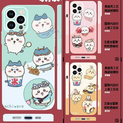 Japanese Cartoon ChiiKawa Ceramic Feel | ChiiKawa Hachiware Usagi Japanese Foods - iPhone Case XS 11 12 13 14 15 Pro Promax mini