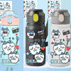 ちいかわタンブラー | ハチワレ ストロー＆ストラップ付き水筒 - 316ステンレススチール製 かわいいカップ