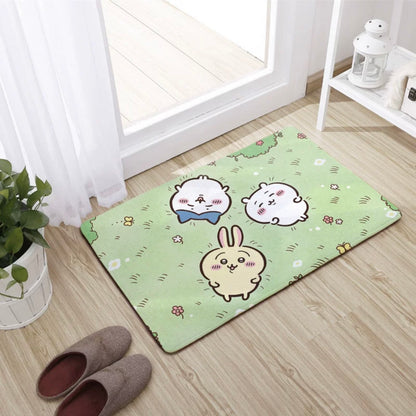 Japanese Cartoon ChiiKawa Soft Floor Mat | Daily ChiiKawa Hachiware Usagi - Kawaii Room Decoration items Cute Things