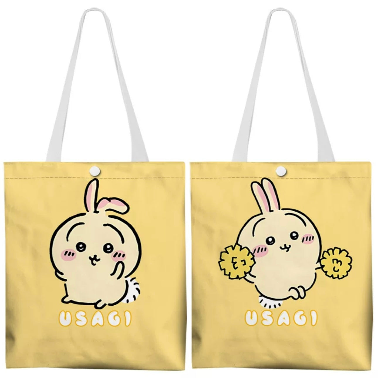 Japanese Cartoon Chiikawa Canvas Tote Bag | ChiiKawa Hachiware Usagi - Shopping Shoulder Tote Bag