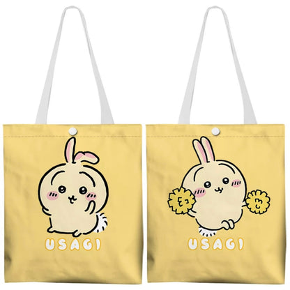 Japanese Cartoon Chiikawa Canvas Tote Bag | ChiiKawa Hachiware Usagi - Shopping Shoulder Tote Bag