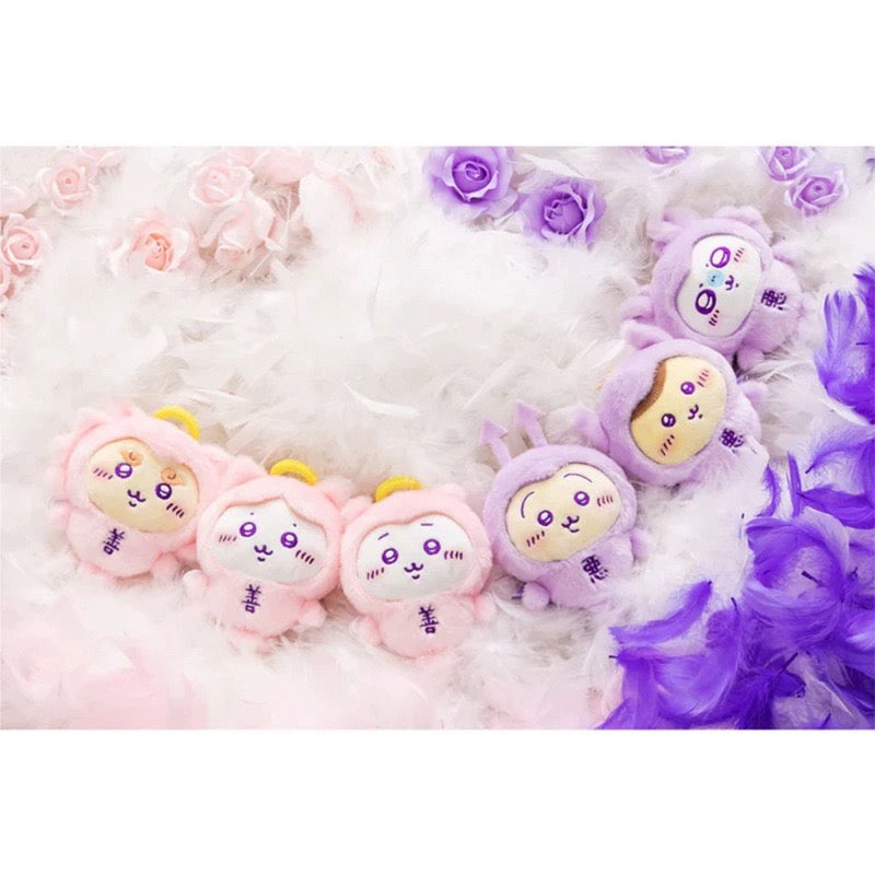 Japan ChiiKawa Angel Pink Devil Purple Keychain | ChiiKawa Hachiware Usagi Momonga Kurimanju Shisa - Mini Plush Doll