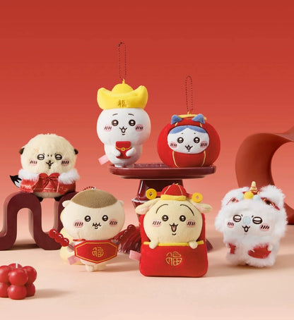 ChiiKawa X Miniso Chinese New Year Series | ChiiKawa Hachiware Usagi Momonga Kurimanju Rakko Chinese New Year Series Plush Doll Keychain Kawaii items Room Decoration doll