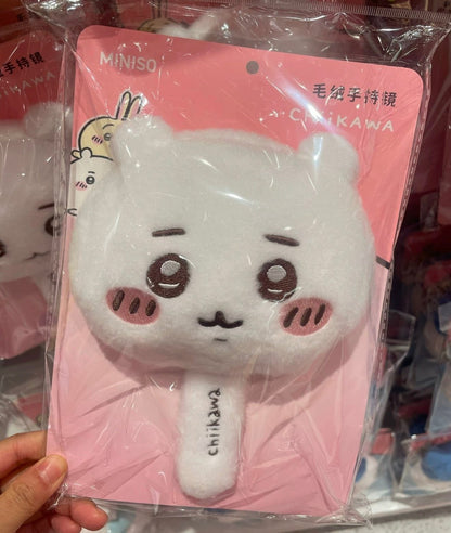 ChiiKawa X Miniso | ChiiKawa Hachiware Usagi Hand Plush Mirror - Kawaii Items