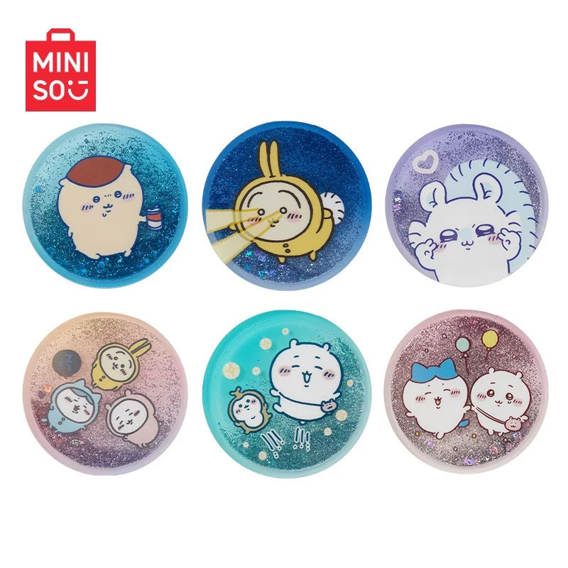 ChiiKawa X Miniso | ChiiKawa Hachiware Usagi Momonga Kurimanju Glitter Quicksand Badge Mystery Bag - Kawaii Items Room Decoration