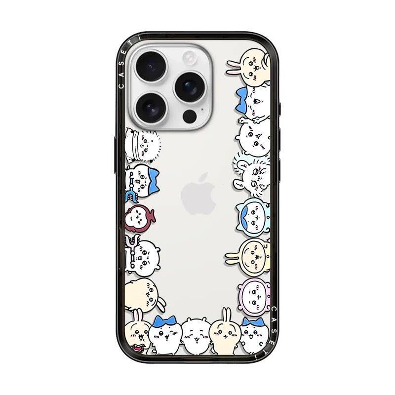 Japanese Cartoon ChiiKawa Clear with Transparent Black Frame New Version Case | Cute Icon & Friends 8 Styles ChiiKawa Hachiware Usagi - iPhone Case 13 14 15 16 17 Pro Promax