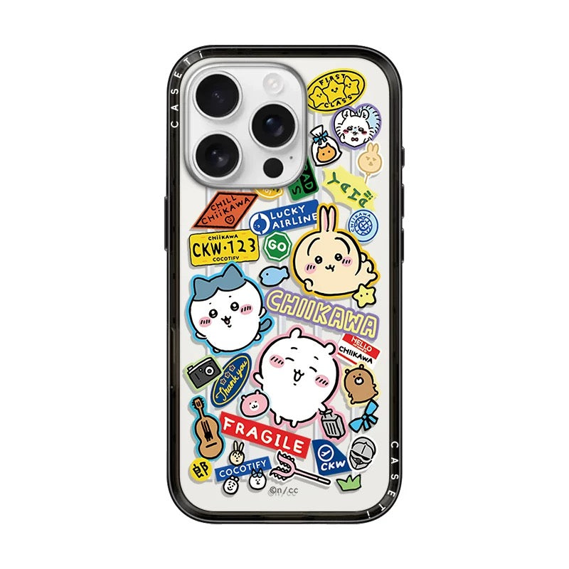 Japanese Cartoon ChiiKawa Clear with Transparent Black Frame New Version Case | Cute Icon & Friends 8 Styles ChiiKawa Hachiware Usagi - iPhone Case 13 14 15 16 17 Pro Promax