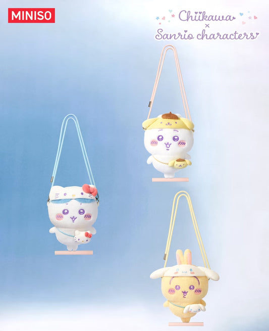 ChiiKawa X Miniso X Sanrio Series | ChiiKawa Hachiware Usagi Cute Fluffy Doll Crossbody Bag - Kawaii Items Room Decoration