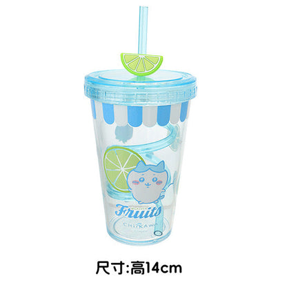 ChiiKawa X Miniso Fruit Market Series | ChiiKawa Hachiware Usagi Fruit Style Transparent Drink Cup with Straw - Kawaii Items Room Decoration